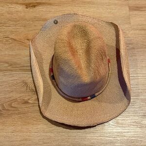 Peter Grimm Straw Cowboy Hat with Red and Blue Accents